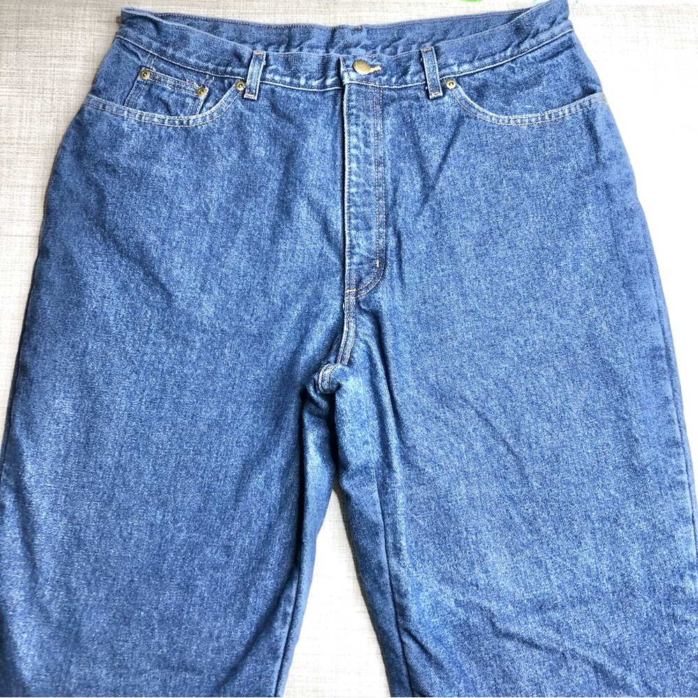 LLBean red flannel lined super high rise jeans, item NJ15 - Picture 3 of 5